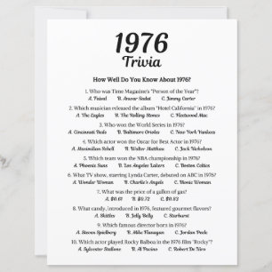 1976 Trivia Game   49th Birthday Party Game
