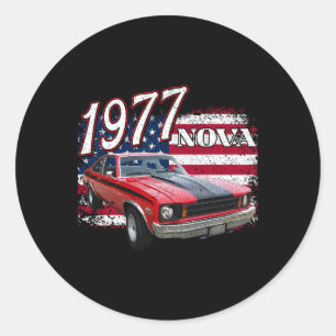 1977 77 Nova 2 Ss 4th Of July American  Classic Round Sticker