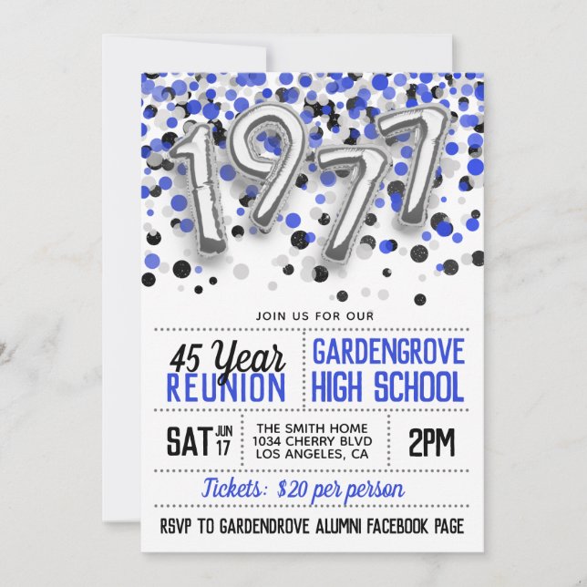 1977 High School College Reunion Invitation (Front)