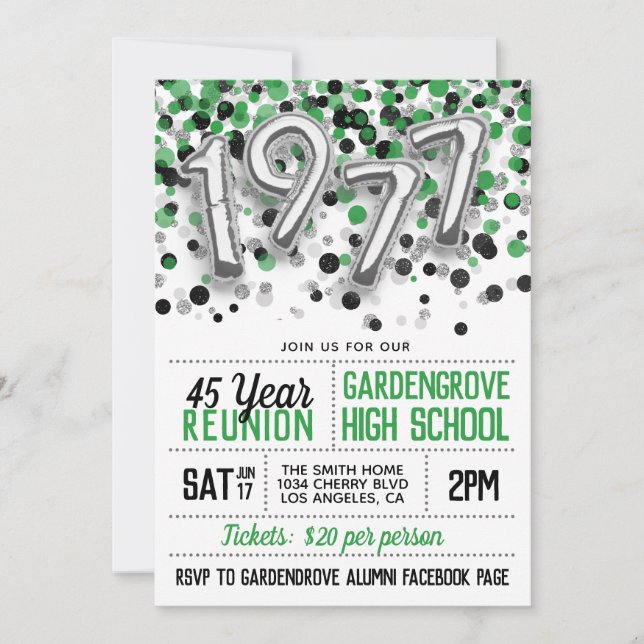 1977 High School College Reunion Invitation (Front)