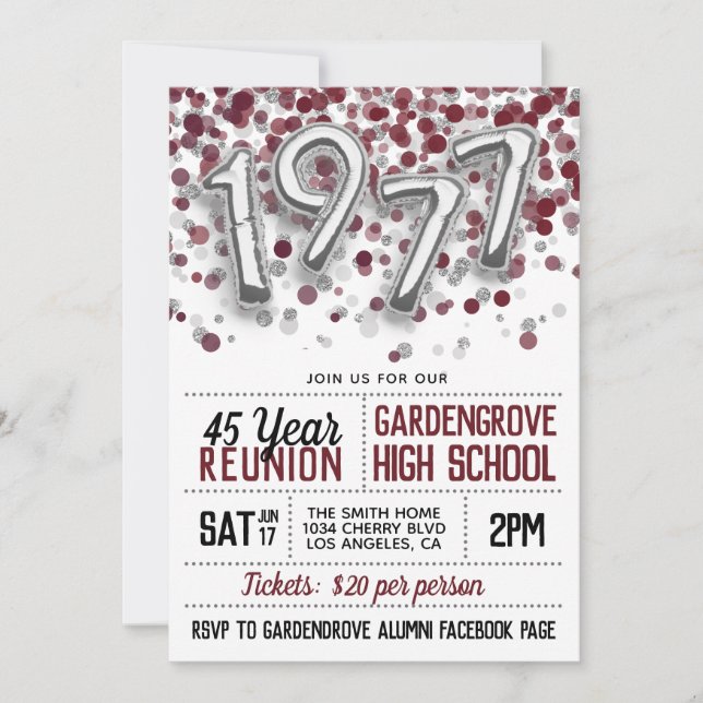 1977 High School College Reunion Invitation (Front)