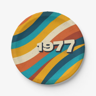 1977 Retro Paper Plates Vintage 70s Groovy Stripes