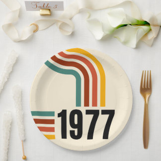 1977 Retro Vintage Poster 50th Birthday Paper Plate