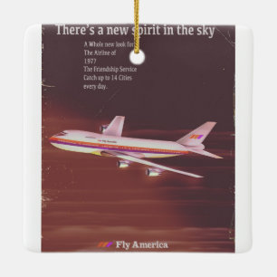1977 vintage style Airliner poster Ceramic Tree Decoration