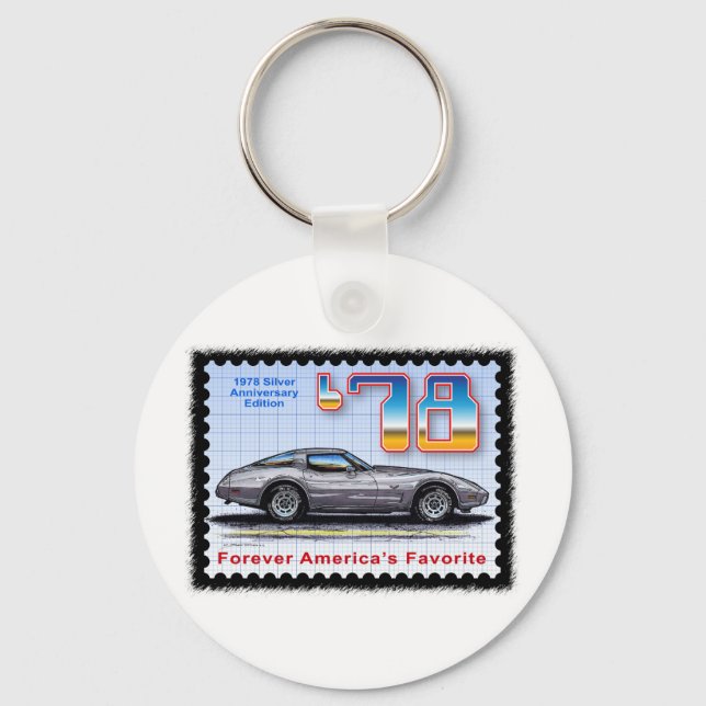 1978 Silver Anniversary Special Edition Corvette Key Ring (Front)