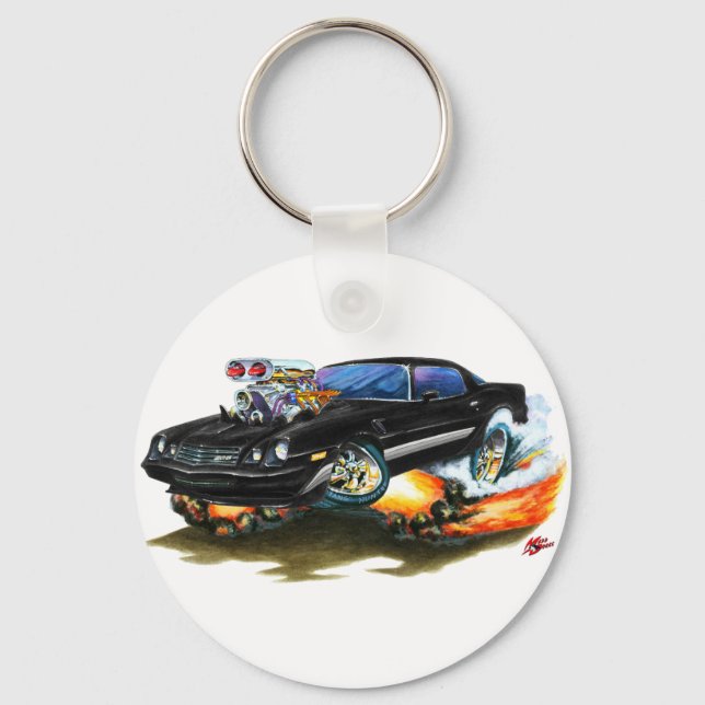 1979-81 Camaro Z28 Black-Grey Car Key Ring (Front)
