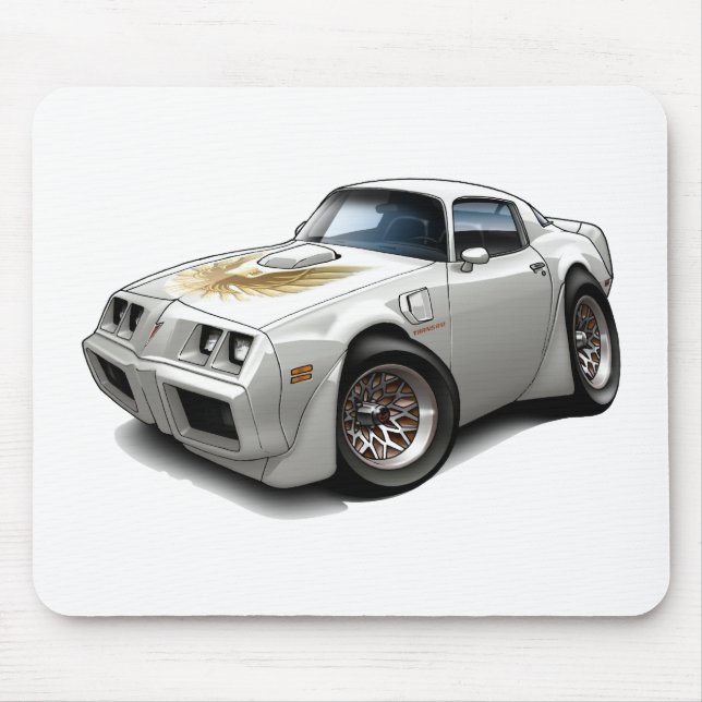 1979-81 Trans Am White Car Mouse Mat (Front)