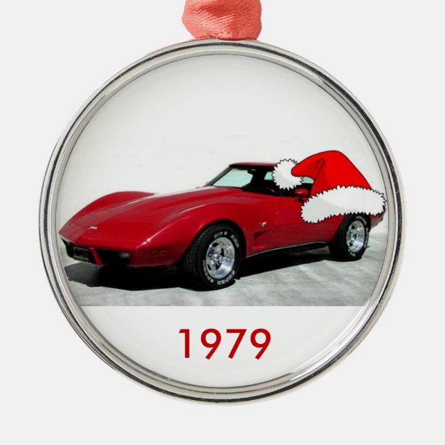 1979 Christmas Red Corvette Metal Tree Decoration (Front)