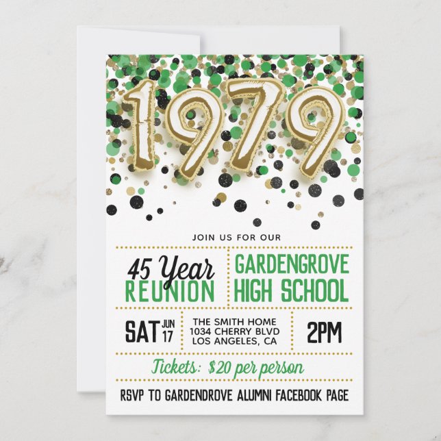 1979 High School College Reunion Invitation (Front)