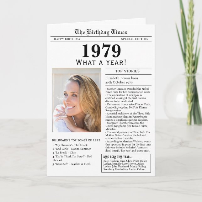 1979 Newspaper Birthday card (Front)