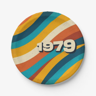 1979 Retro Paper Plates Vintage 70s Groovy Stripes
