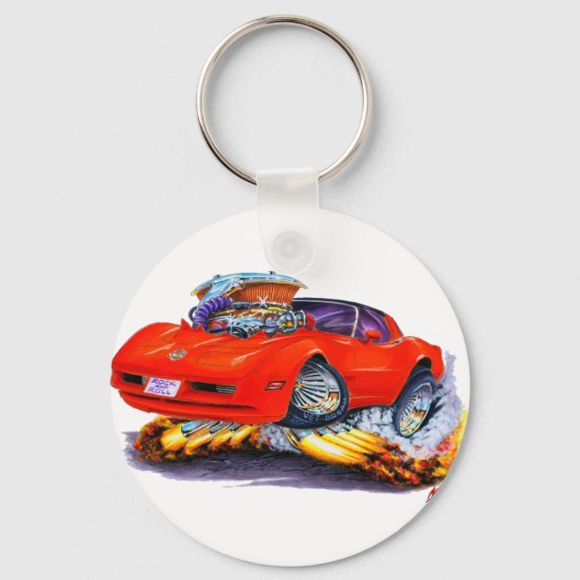 1980-82 Corvette Red Car Key Ring (Front)