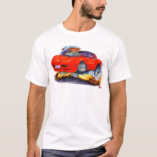 1980-82 Corvette Red Car T-Shirt (Front)
