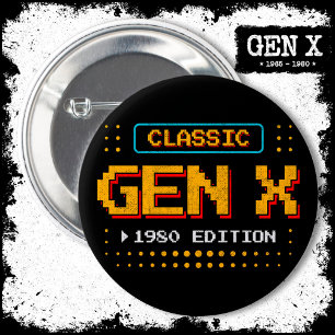 1980 Gen X Classic Retro Gamer Gaming Birthday 6 Cm Round Badge