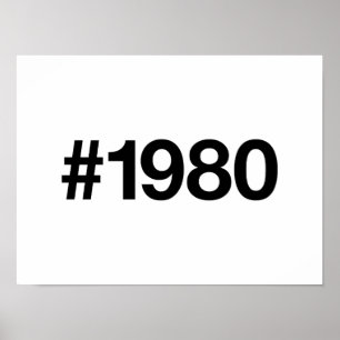1980 Hashtag 45 Birthday Anniversary Poster