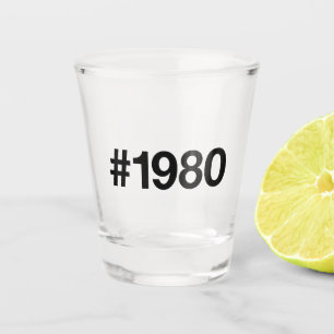 1980 Hashtag 45 Birthday Anniversary Shot Glass