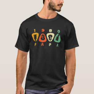 1980 Papa 40Th Birthday Guitar Picks Dad Guitarist T-Shirt