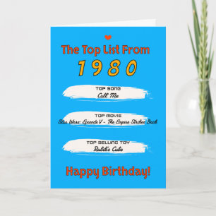 1980 Top List Birthday Card