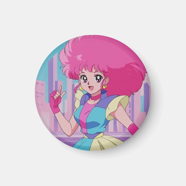 1980s anime-style characters magnet (Front)