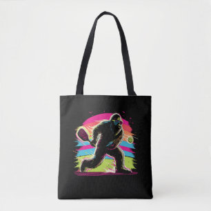 1980s Bigfoot Sasquatch Playing Pickleball 1 Tote Bag