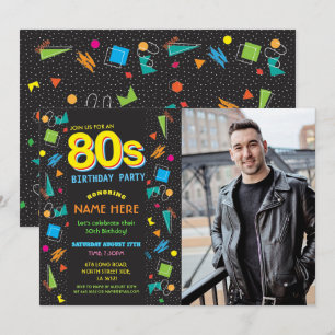 1980's Birthday Party Eighties 80's Photo Invitation