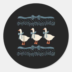 1980s Blue Ribbon Goose With Hearts Classic Round Sticker