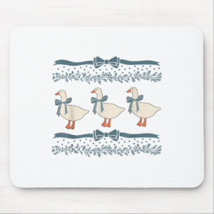 1980s Blue Ribbon Goose With Hearts Mouse Mat