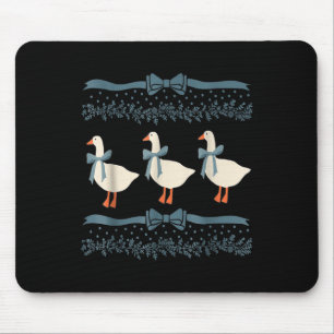 1980s Blue Ribbon Goose With Hearts Mouse Mat