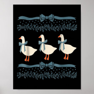 1980s Blue Ribbon Goose With Hearts  Poster