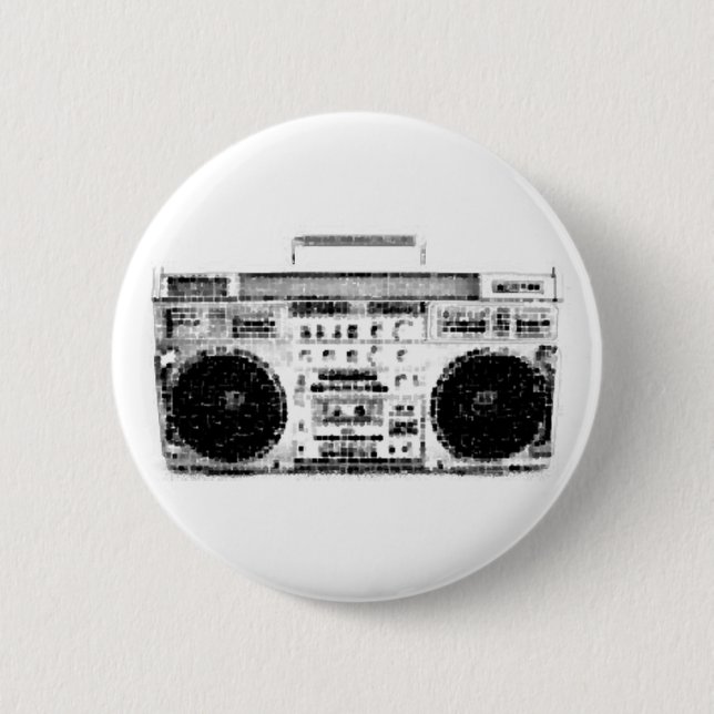 1980s Boombox 6 Cm Round Badge (Front)