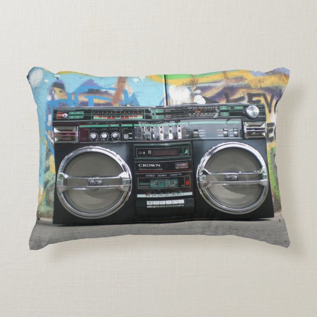 1980s Boombox Stereo Cassette Eighties Decorative Cushion (Front)