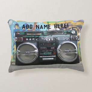 1980s Boombox Stereo Cassette Eighties Edit Name Decorative Cushion