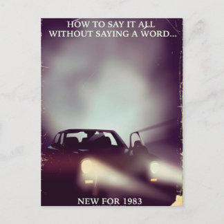 1980s car commercial postcard