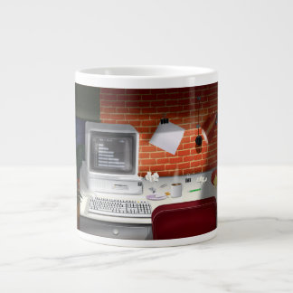 1980s Classic Office with Computer Large Coffee Mug