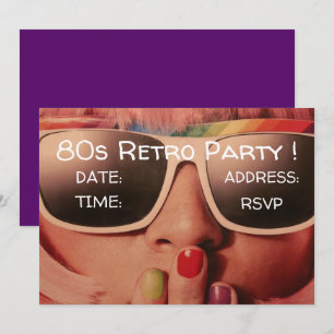 1980s eighties retro theme dance party invitation
