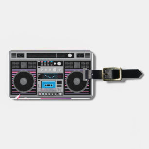 1980s ghetto blaster boombox luggage tag