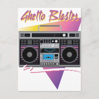 1980s ghetto blaster boombox postcard
