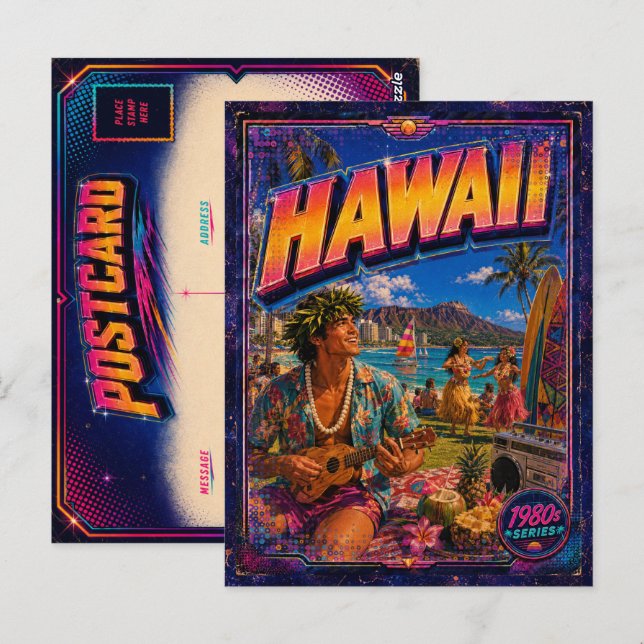 1980s Hawaii Postcard 80s Retro (Front/Back)