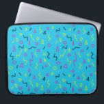 1980s Memphis Style Bright Blue Pink Neon Yellow Laptop Sleeve<br><div class="desc">Stand out with this funky 80s Memphis style laptop sleeve under your arm! This design features bright blue,  hot pink,  black,  and yellow sqiggles,  triangles,  diamonds,  and circles.</div>