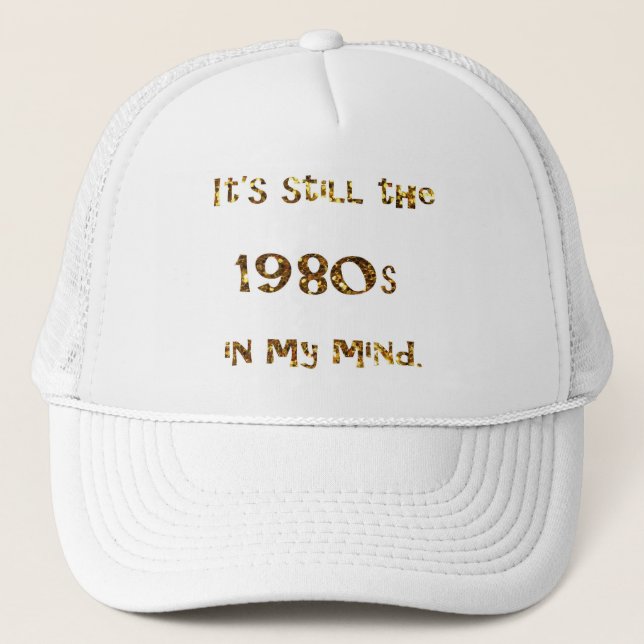 1980s Nostalgia Gold Glitter Trucker Hat (Front)