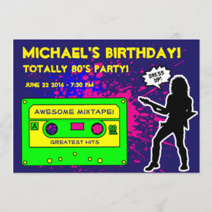 1980's Party Invitation, 80's Birthday Party, 80's Invitation