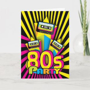 1980s Party Invitation Card With 80 colour with