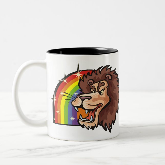 1980s Rainbow with Leo Lion Two-Tone Coffee Mug (Left)