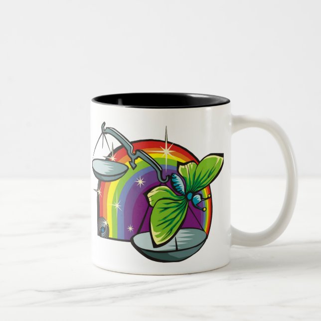 1980s Rainbow with Libra Scales Two-Tone Coffee Mug (Right)