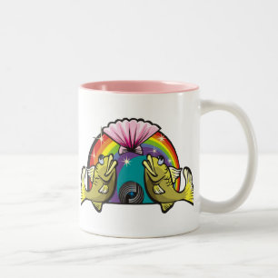 1980s Rainbow with Pisces Fish Two-Tone Coffee Mug