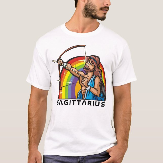 1980s Rainbow with Sagittarius Archer T-Shirt (Front)