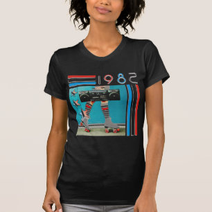 1980's Retro Boom Box and Roller Skates Design T-Shirt