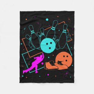 1980s Retro Style Bowler Team 80's Bowling Fleece Blanket