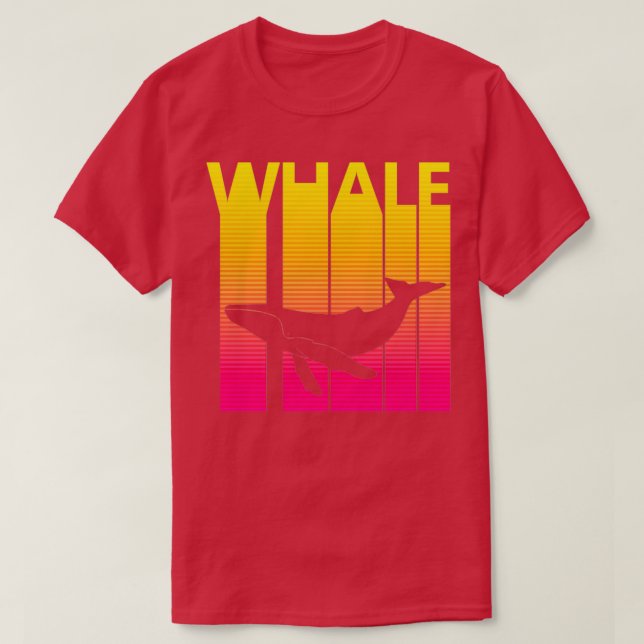 1980s Retro Style Whale Animal Silhouette T-Shirt (Design Front)