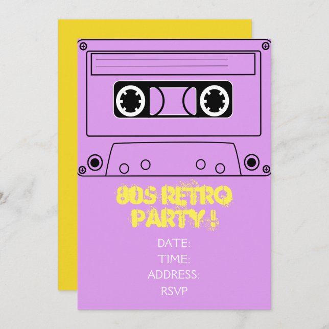 1980s retro theme party invitation (Front/Back)